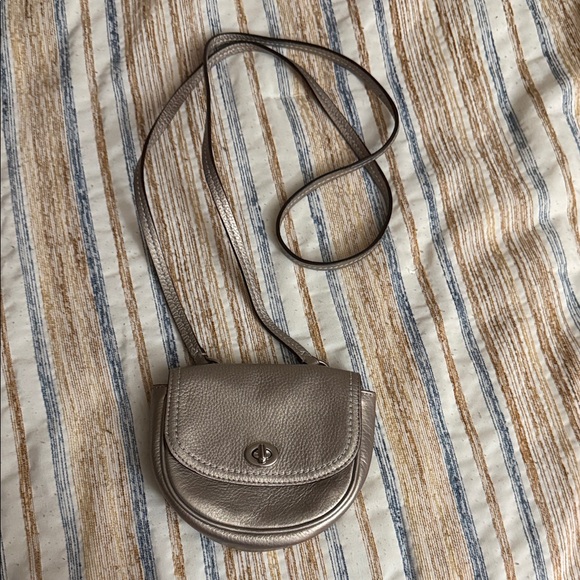 Coach Handbags - Coach Metallic Silver Crossbody Bag
